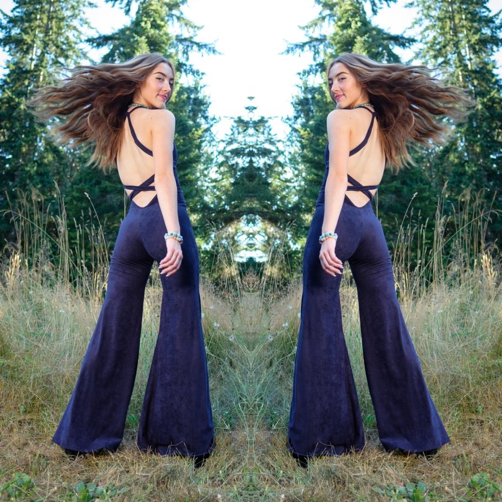 Navy Suede Jumpsuit - Warrior Within Designs